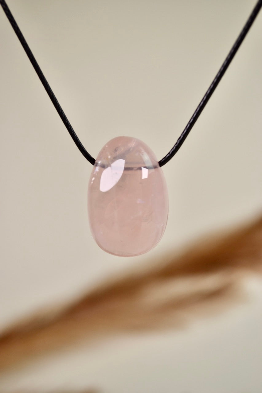 Drilled Rose Quartz Pendant