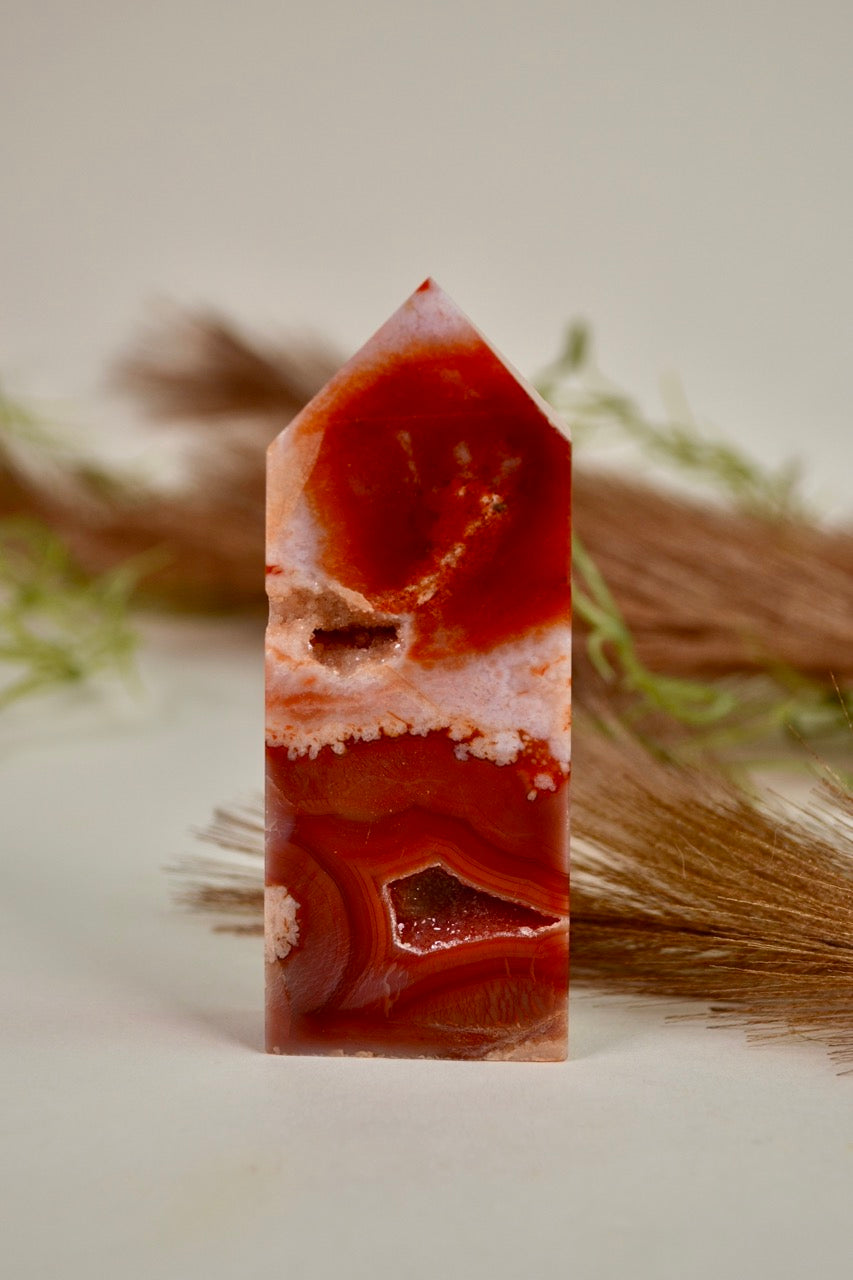 Carnelian Flower Agate Tower - Group 1