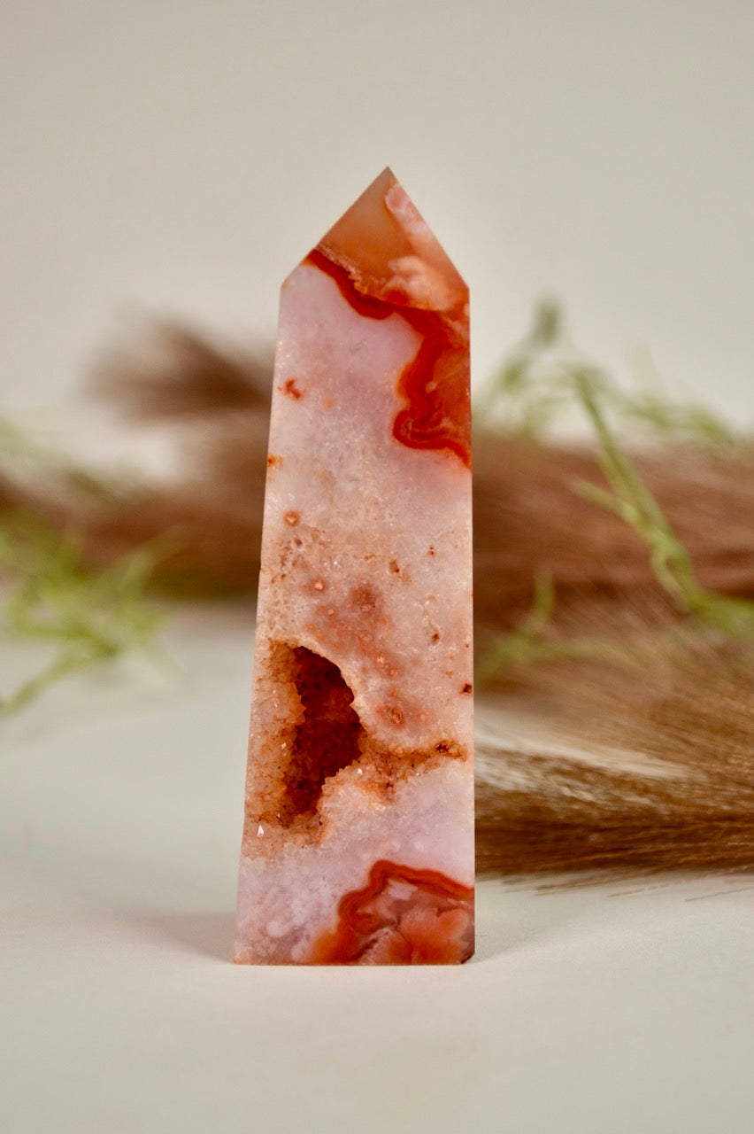 Carnelian Flower Agate Tower - Group 1