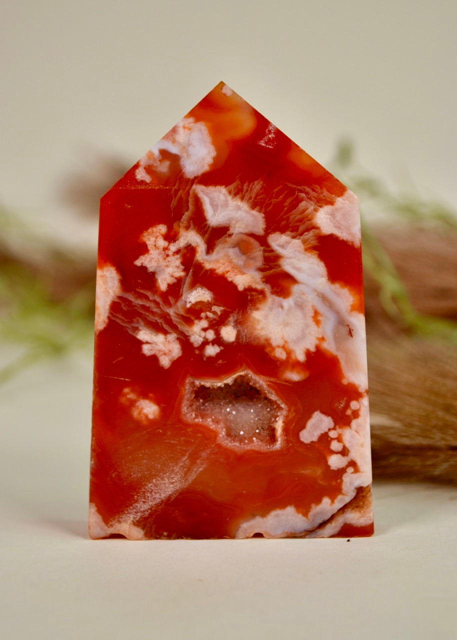Carnelian Flower Agate Tower - Group 2