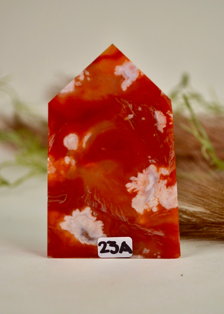 Carnelian Flower Agate Tower - Group 2