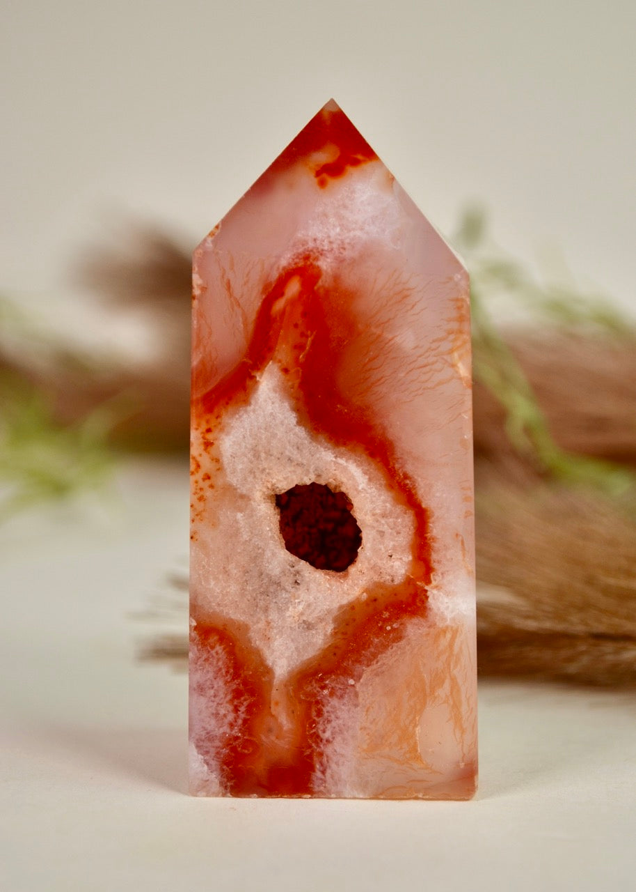 Carnelian Flower Agate Tower - Group 2