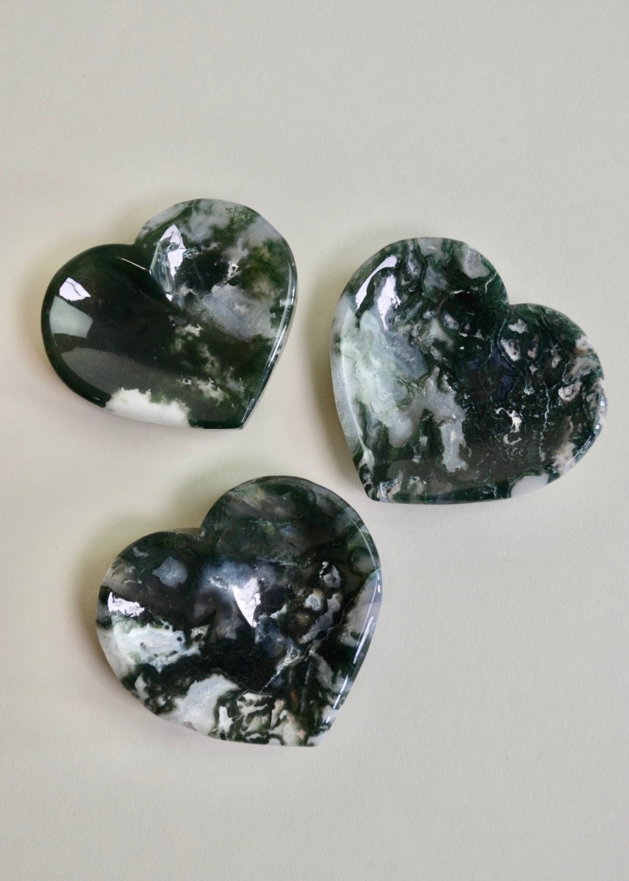 Moss Agate Heart Bowl