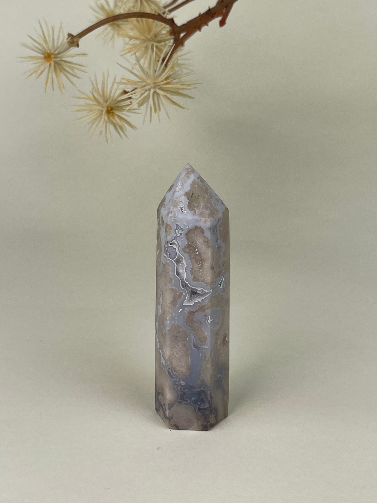 Light Blue Flower Agate Tower
