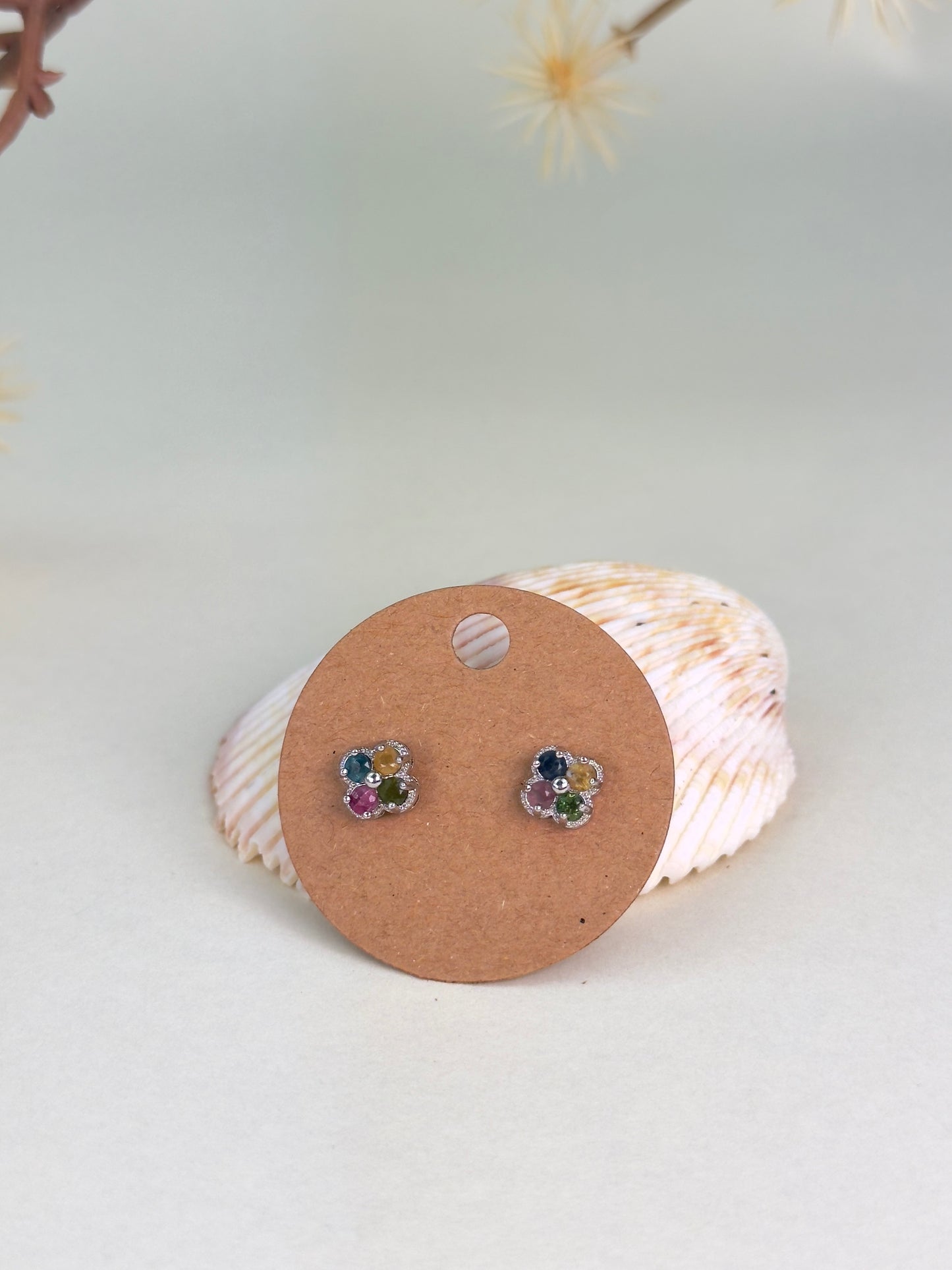 Colorful Tourmaline Flower Earrings