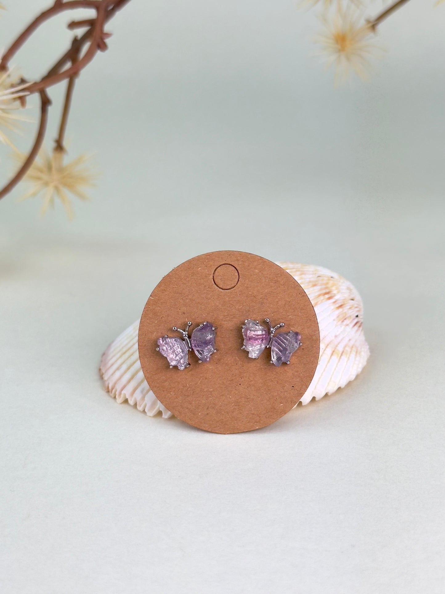 Purple Fluorite Butterfly Earrings