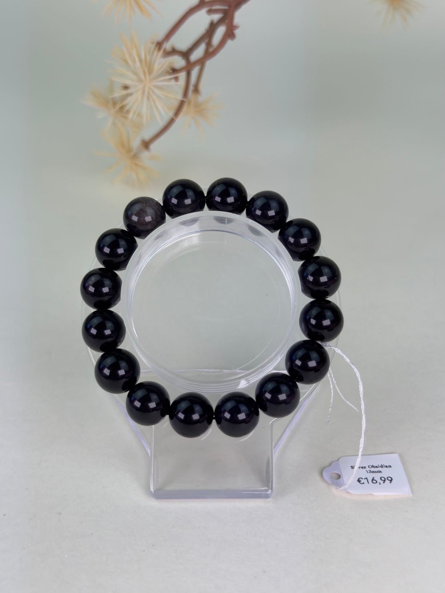 Silver Sheen Obsidian Bracelet 12mm