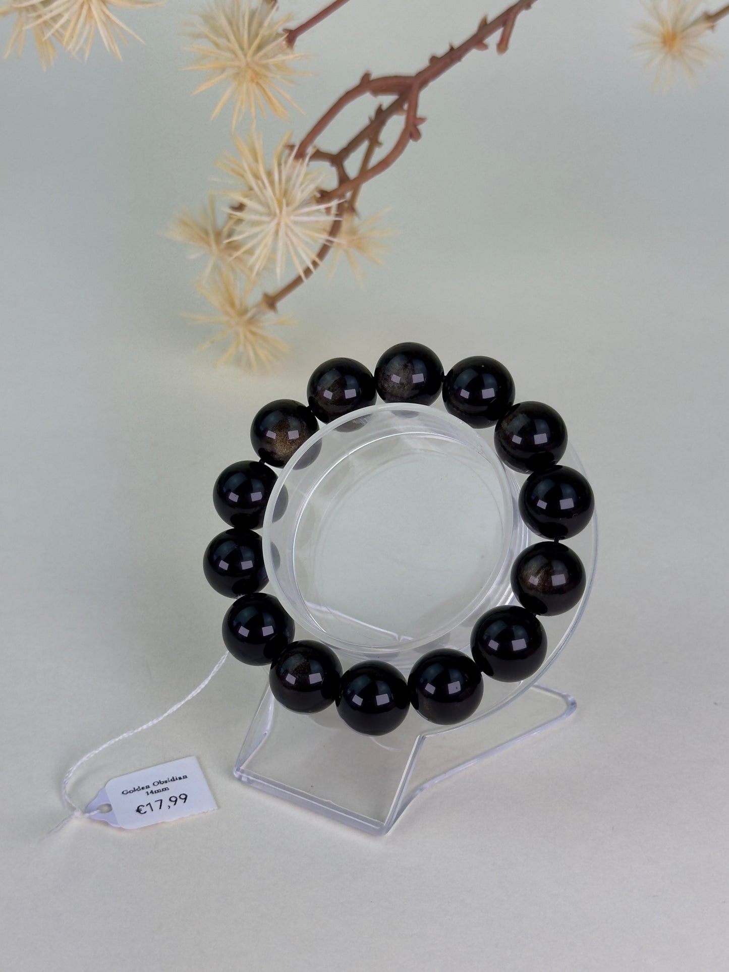 Golden Sheen Obsidian Bracelet 14mm