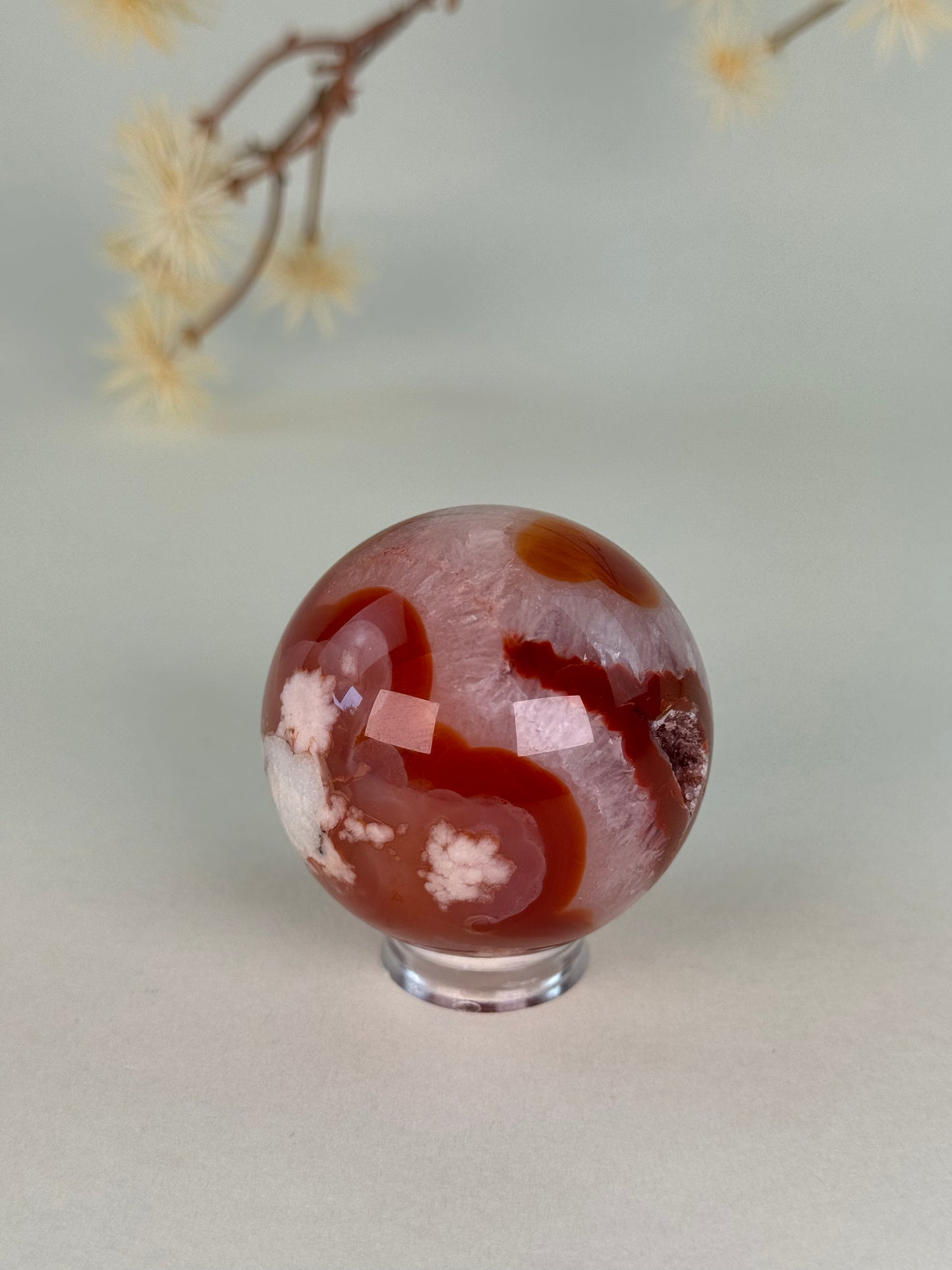 Red Flower Agate Sphere