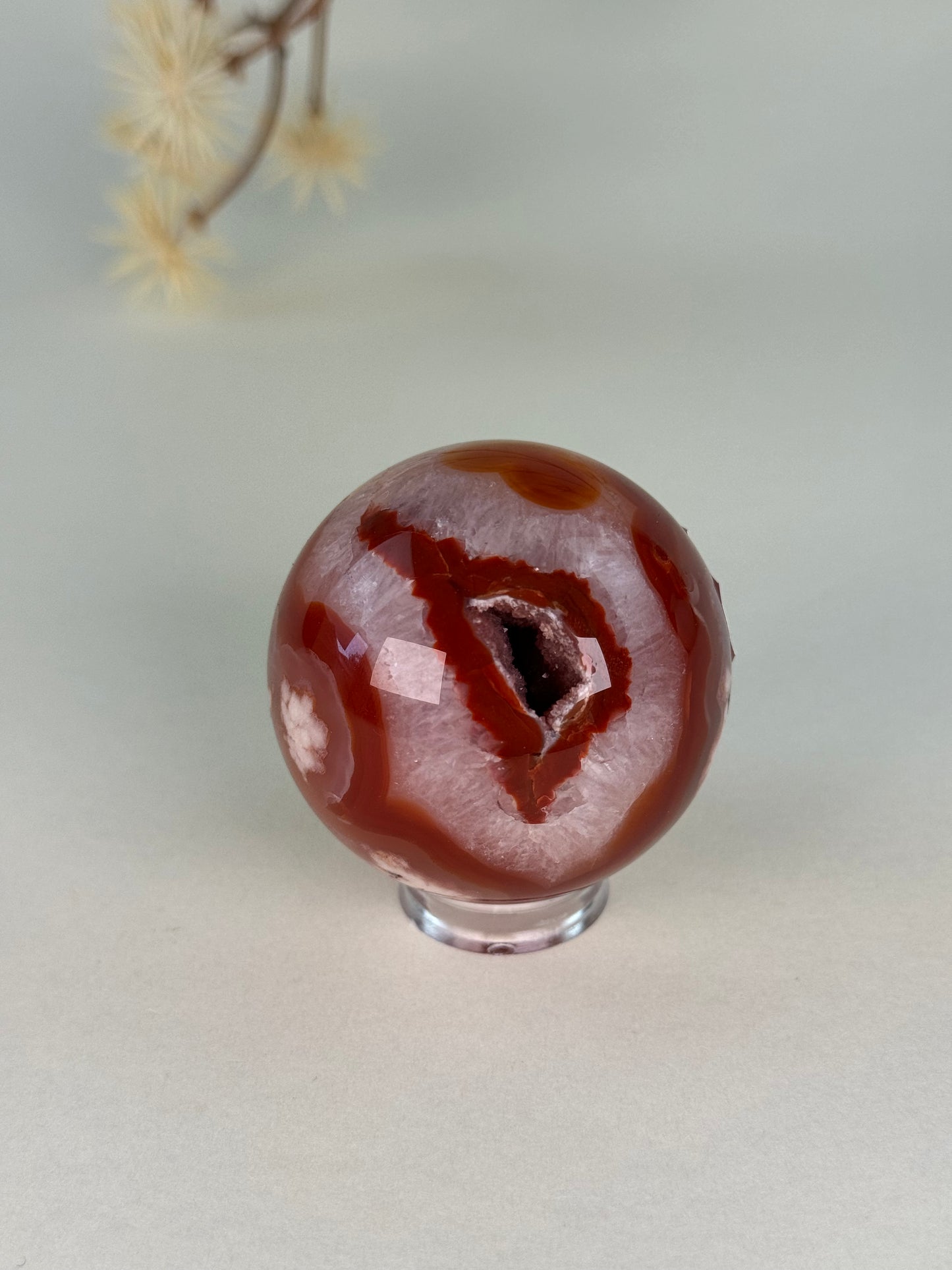 Red Flower Agate Sphere