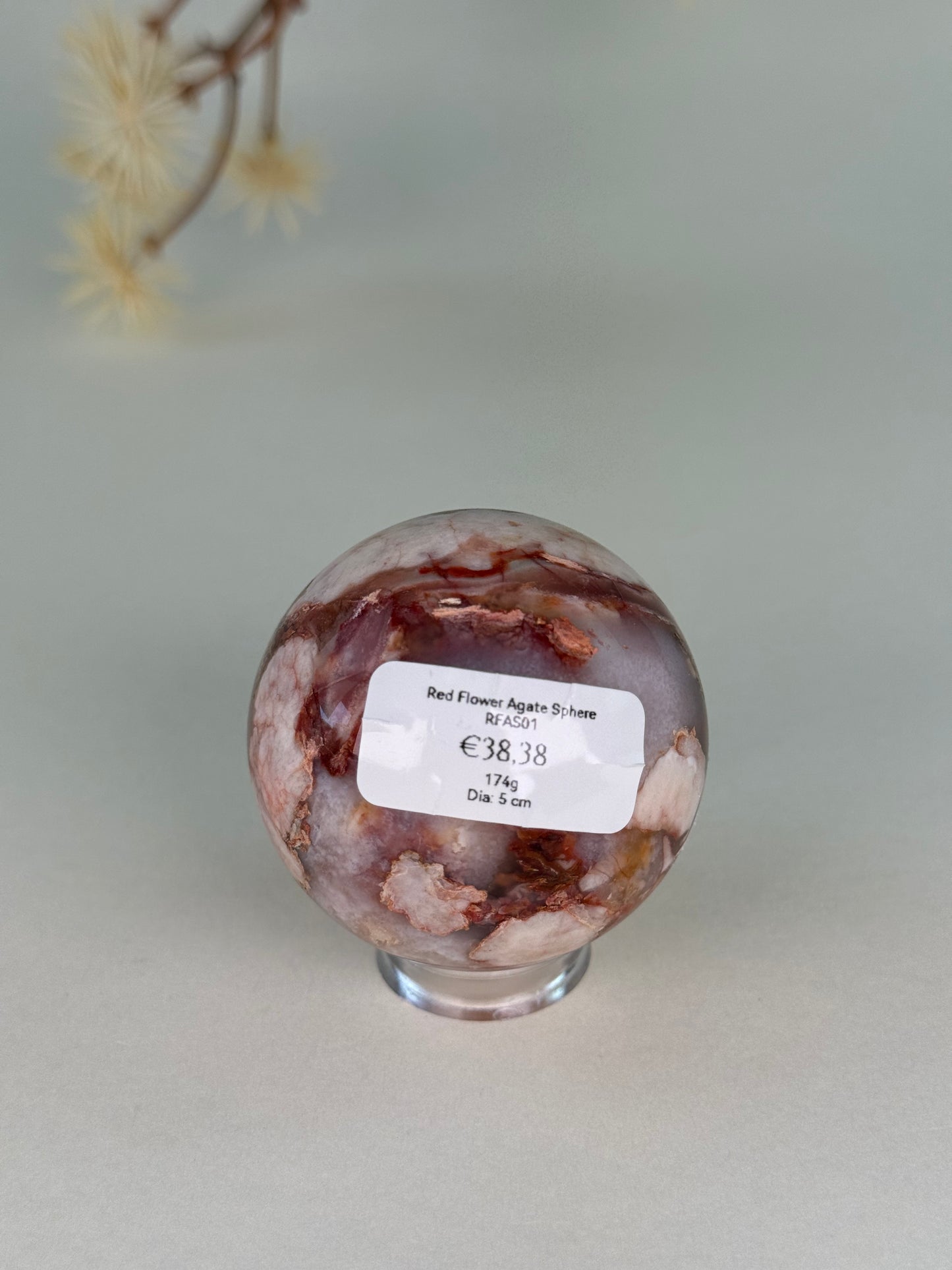Red Flower Agate Sphere