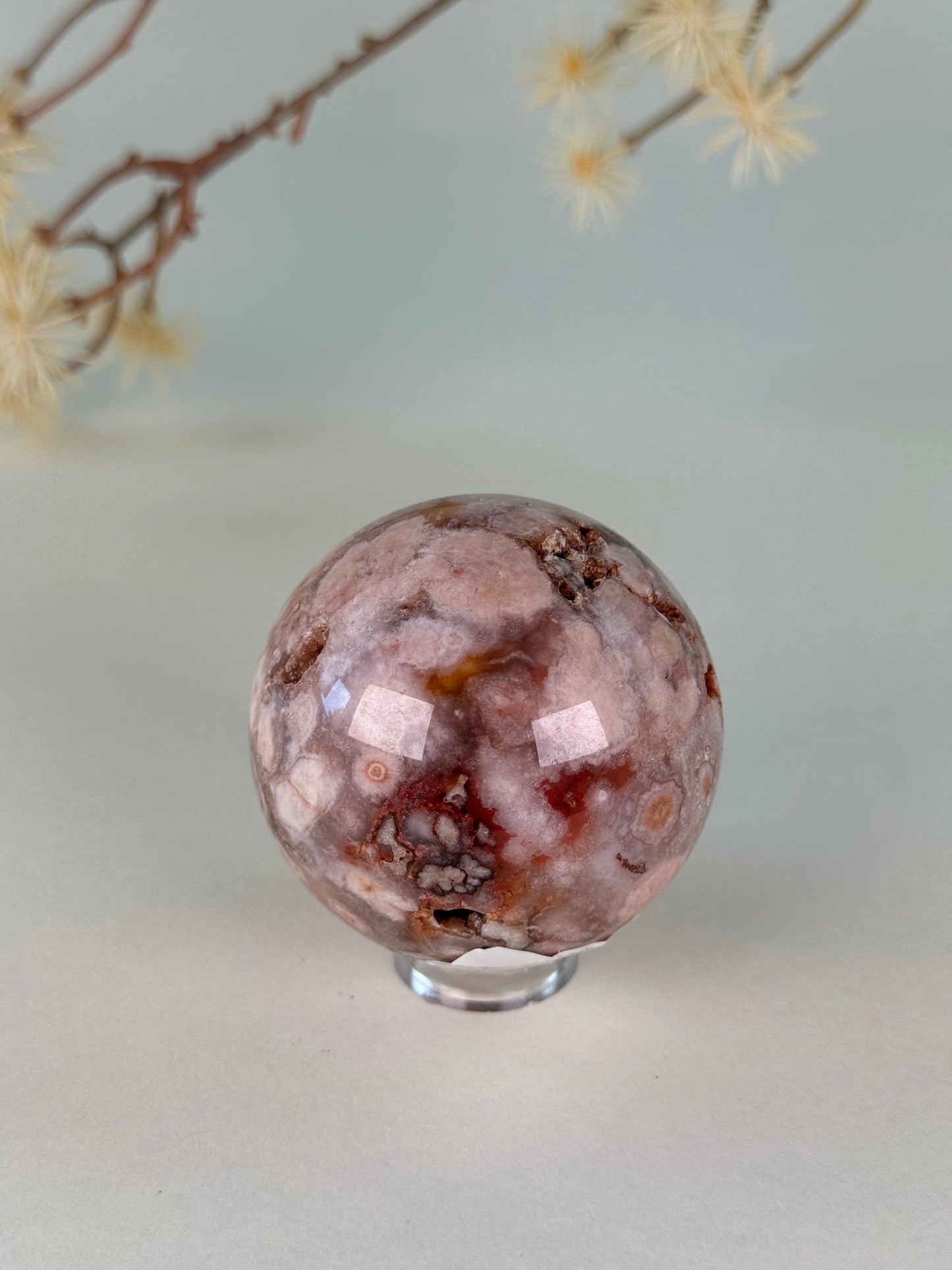 Red Flower Agate Sphere