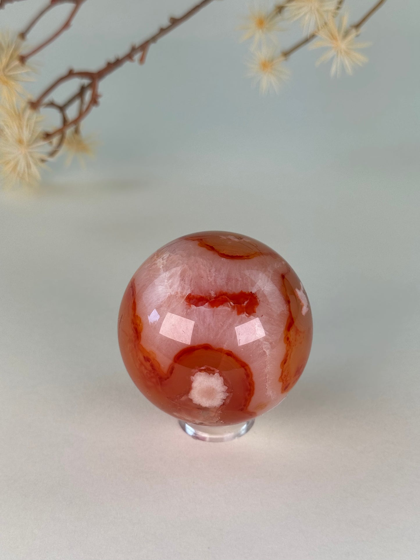 Red Flower Agate Sphere