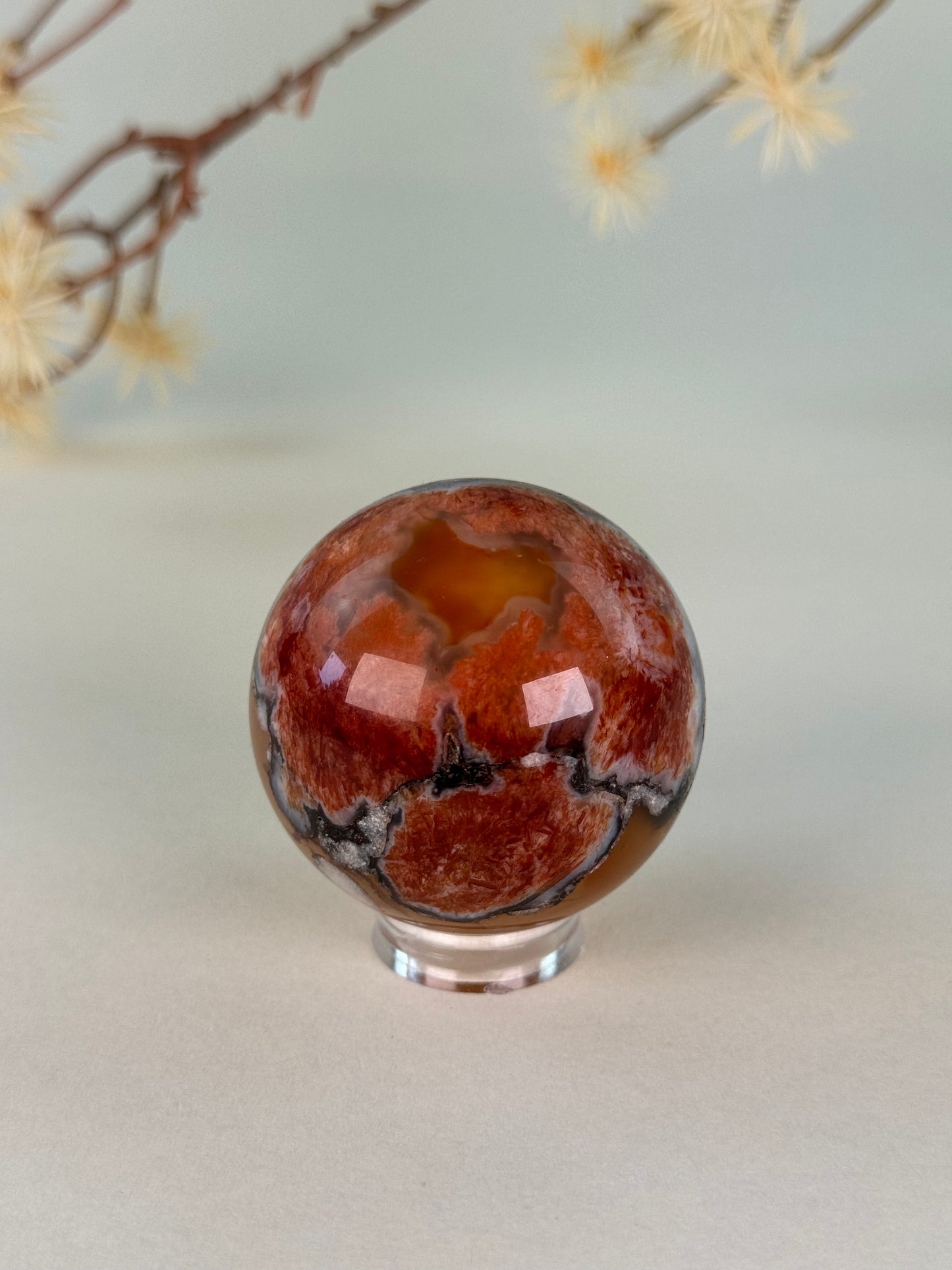 Red Flower Agate Sphere