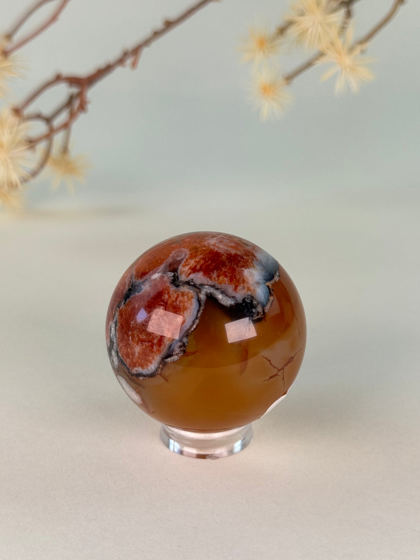 Red Flower Agate Sphere