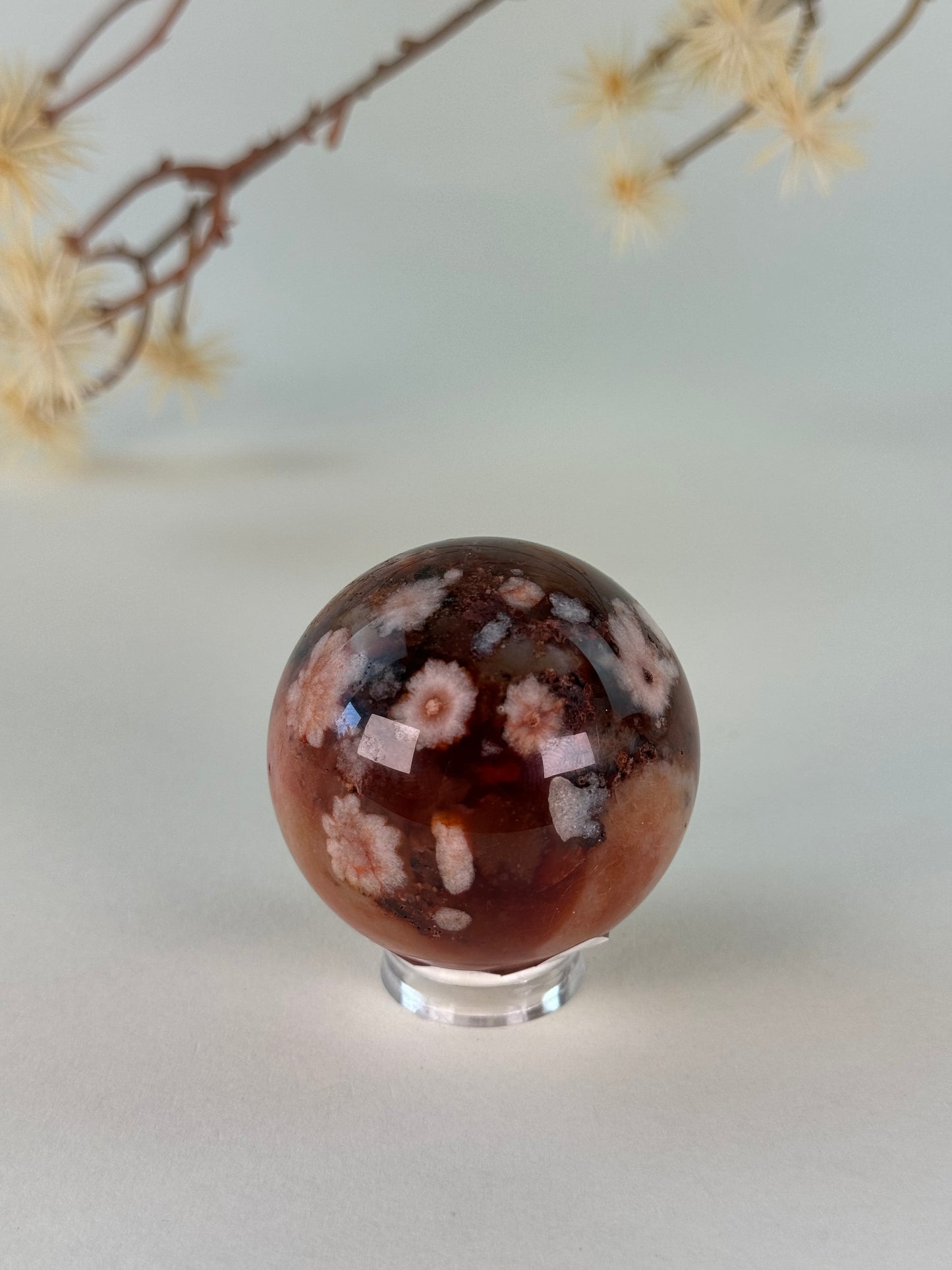 Red Flower Agate Sphere