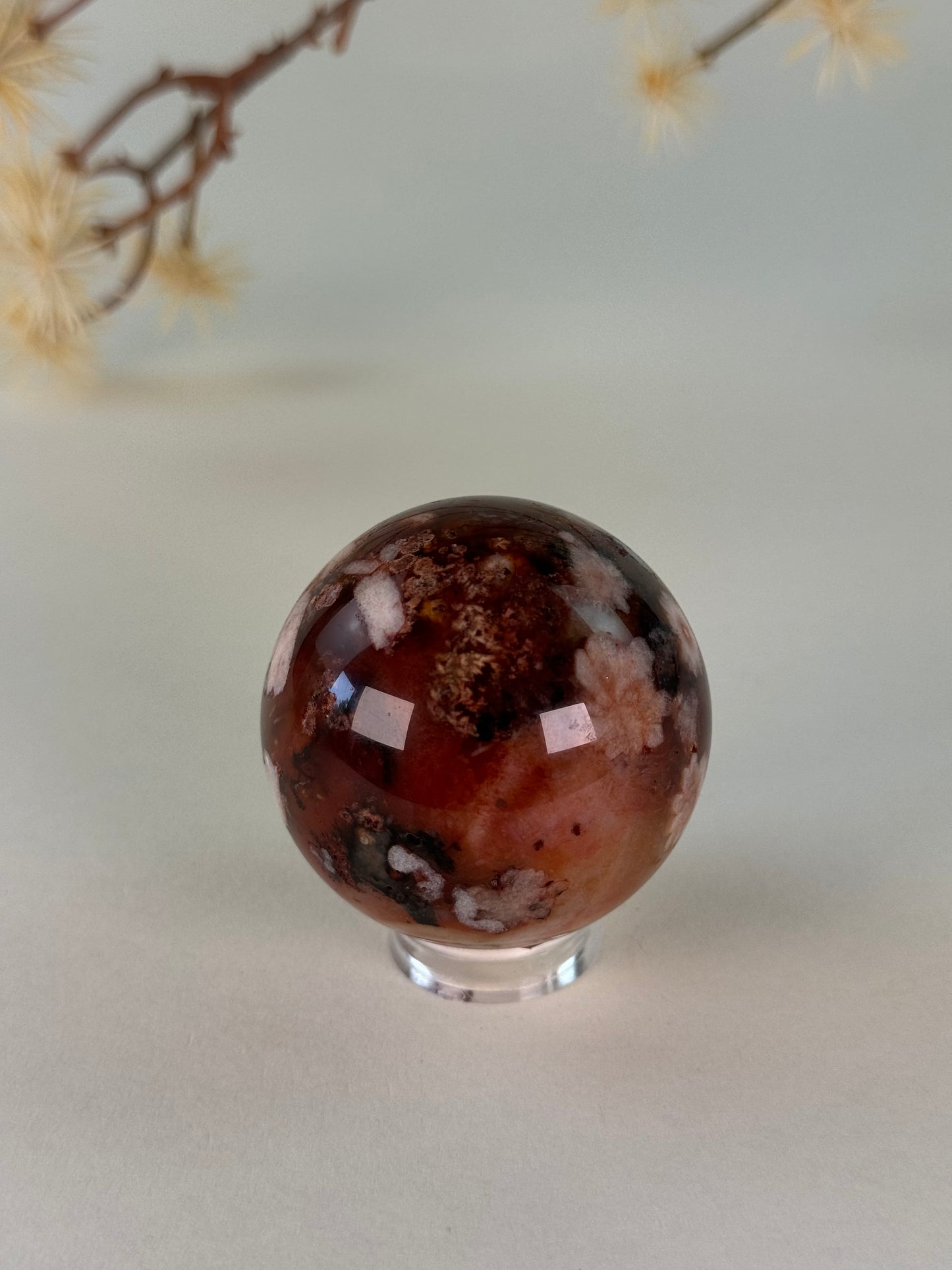 Red Flower Agate Sphere