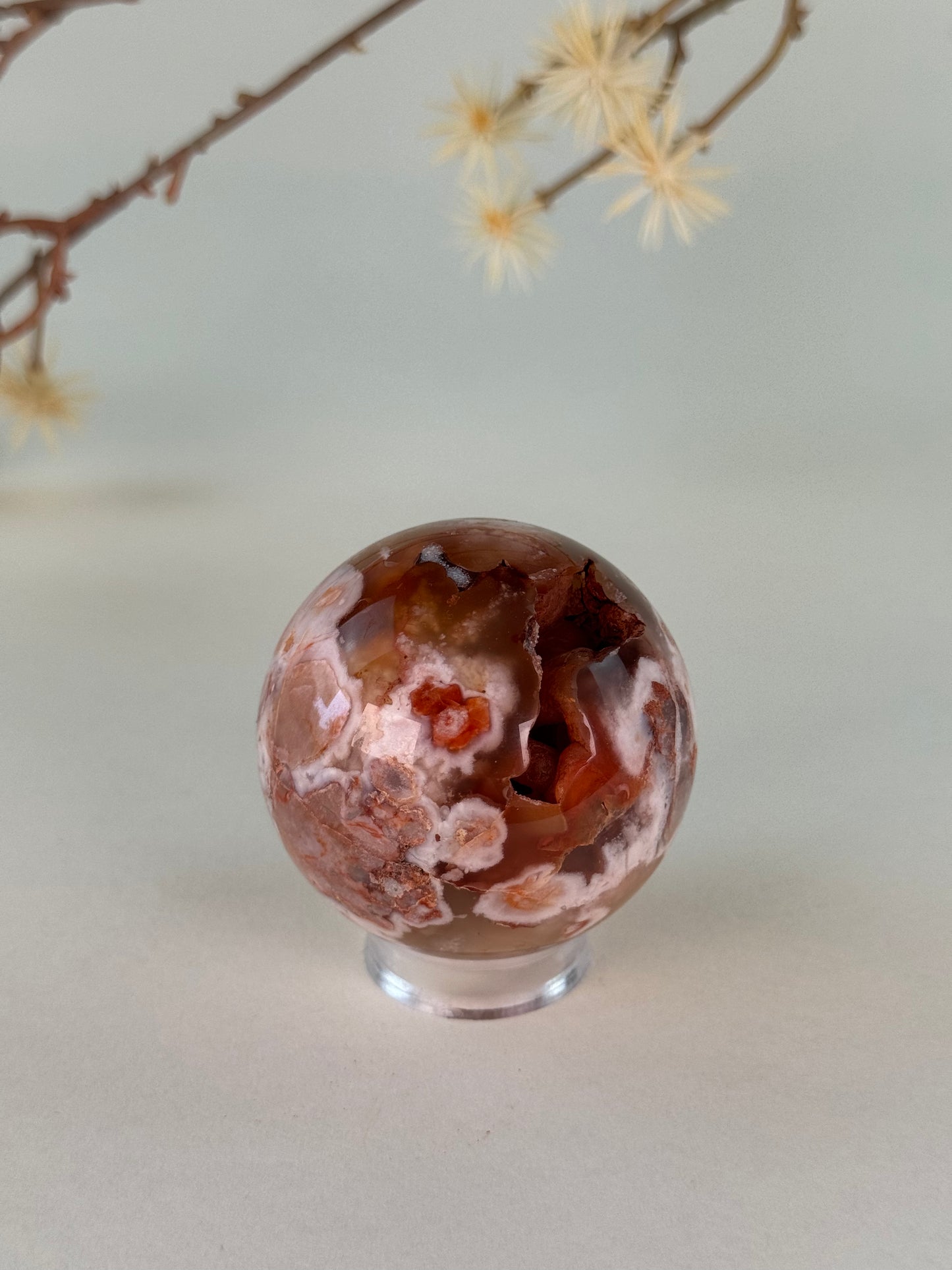 Red Flower Agate Sphere