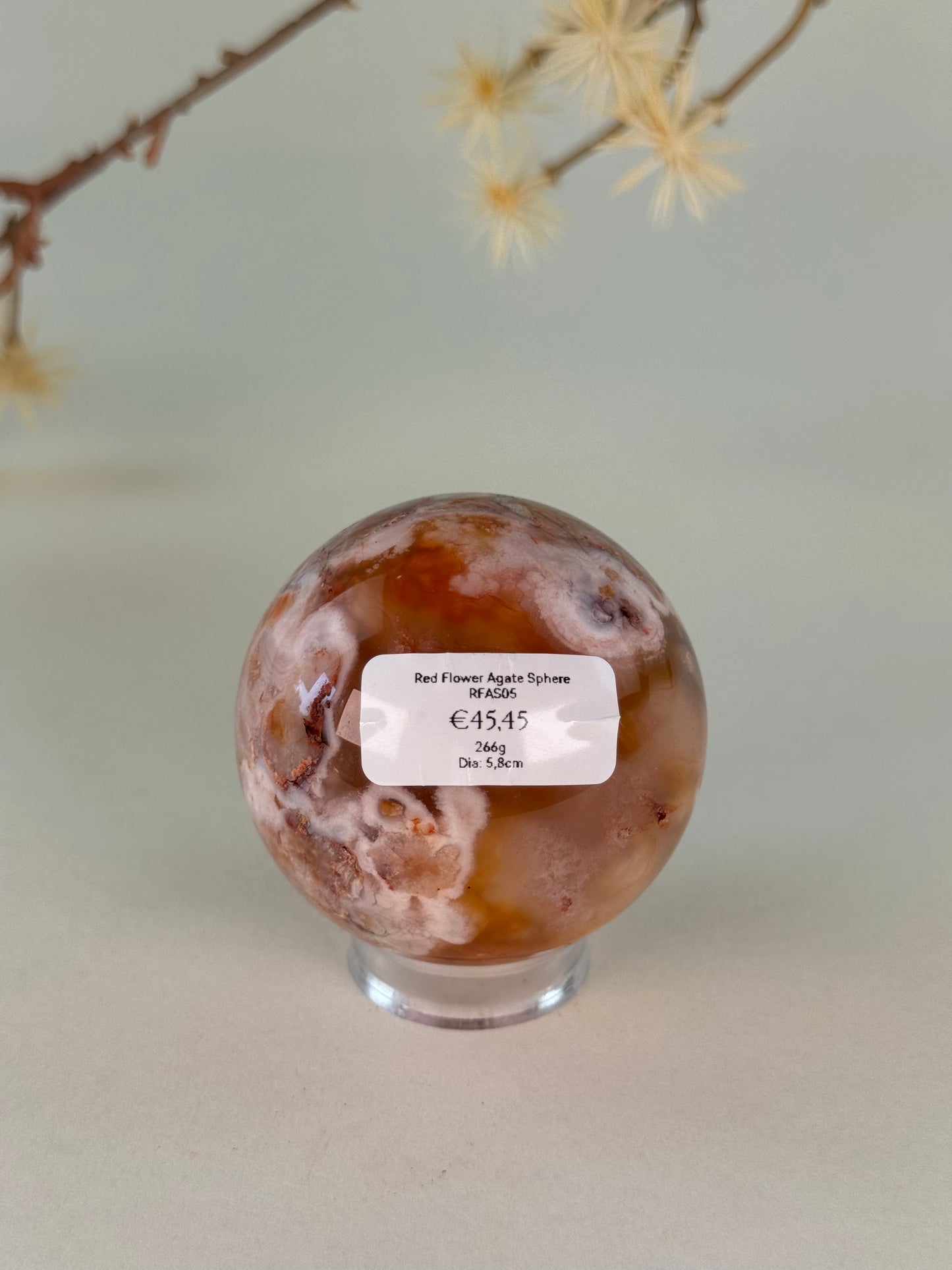 Red Flower Agate Sphere