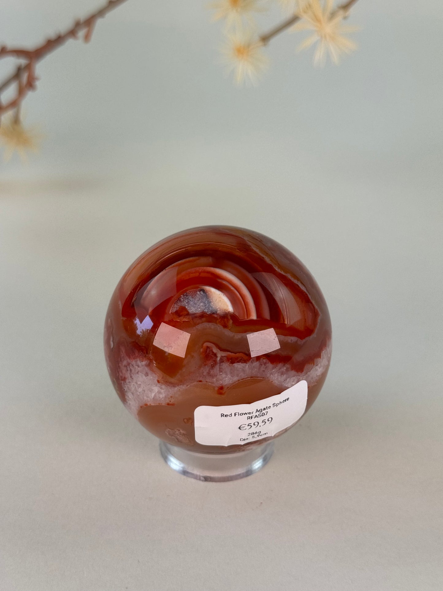 Red Flower Agate Sphere