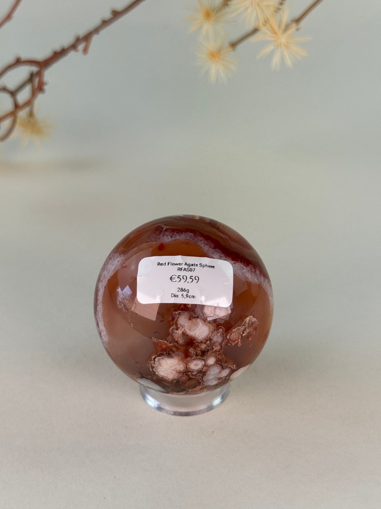 Red Flower Agate Sphere