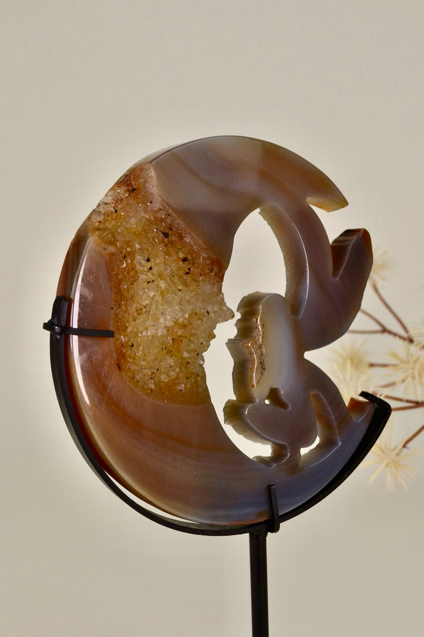 Large Agate Fairy Moon on Stand A