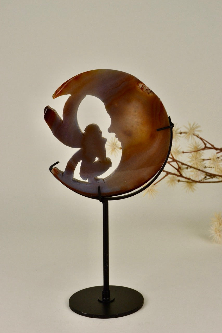 Large Agate Fairy Moon on Stand A