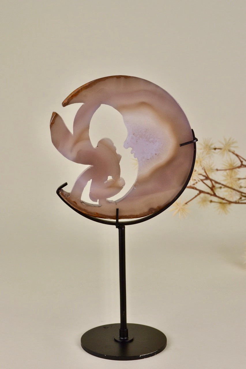 Large Agate Fairy Moon on Stand B