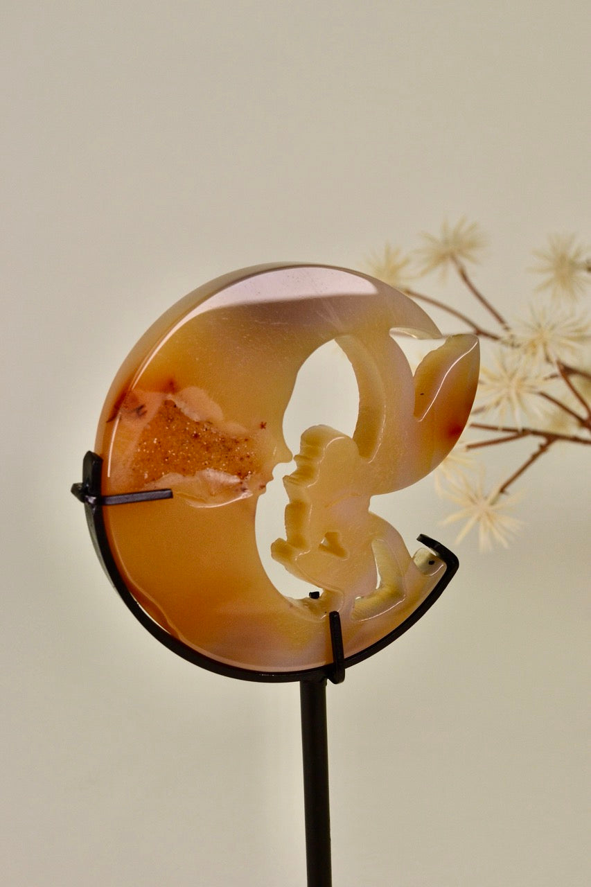 Agate Fairy Moon on Stand C
