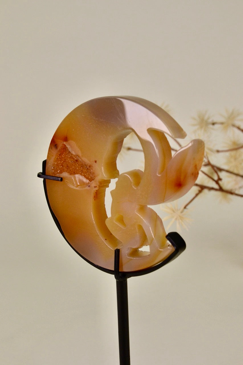 Agate Fairy Moon on Stand C