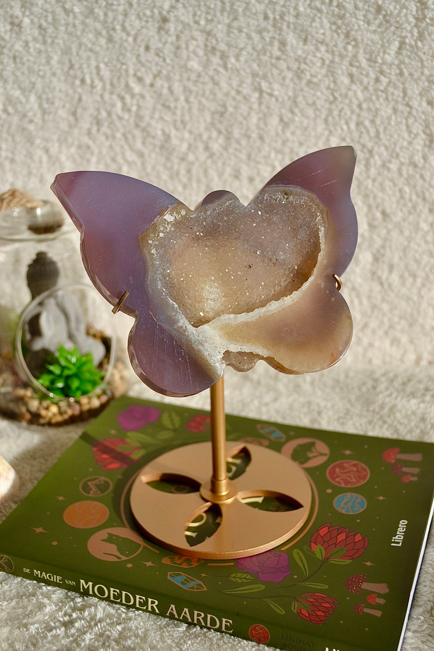 Agate Druzy Butterfly with stand (B)