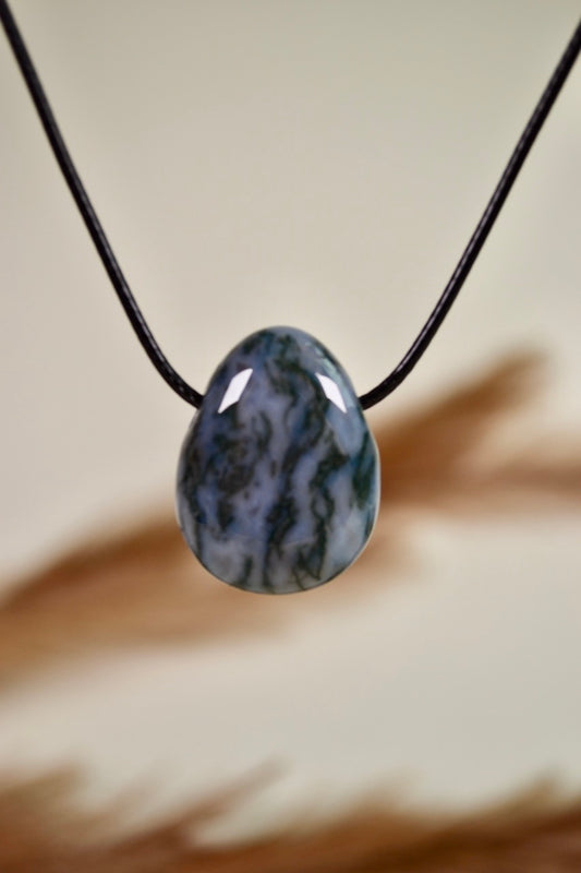 Drilled Moss Agate Pendant