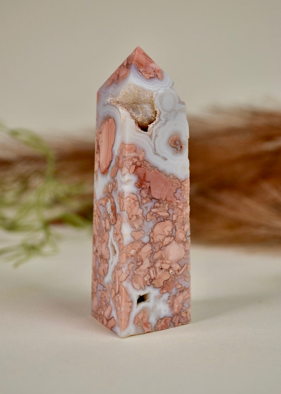 Antique Pink Agate Tower