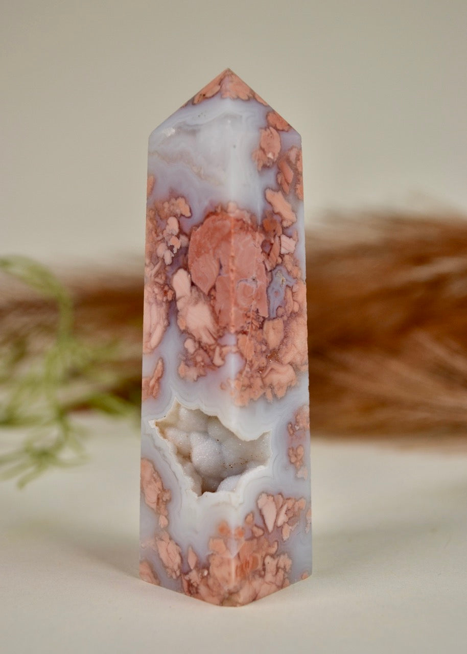 Antique Pink Agate Tower