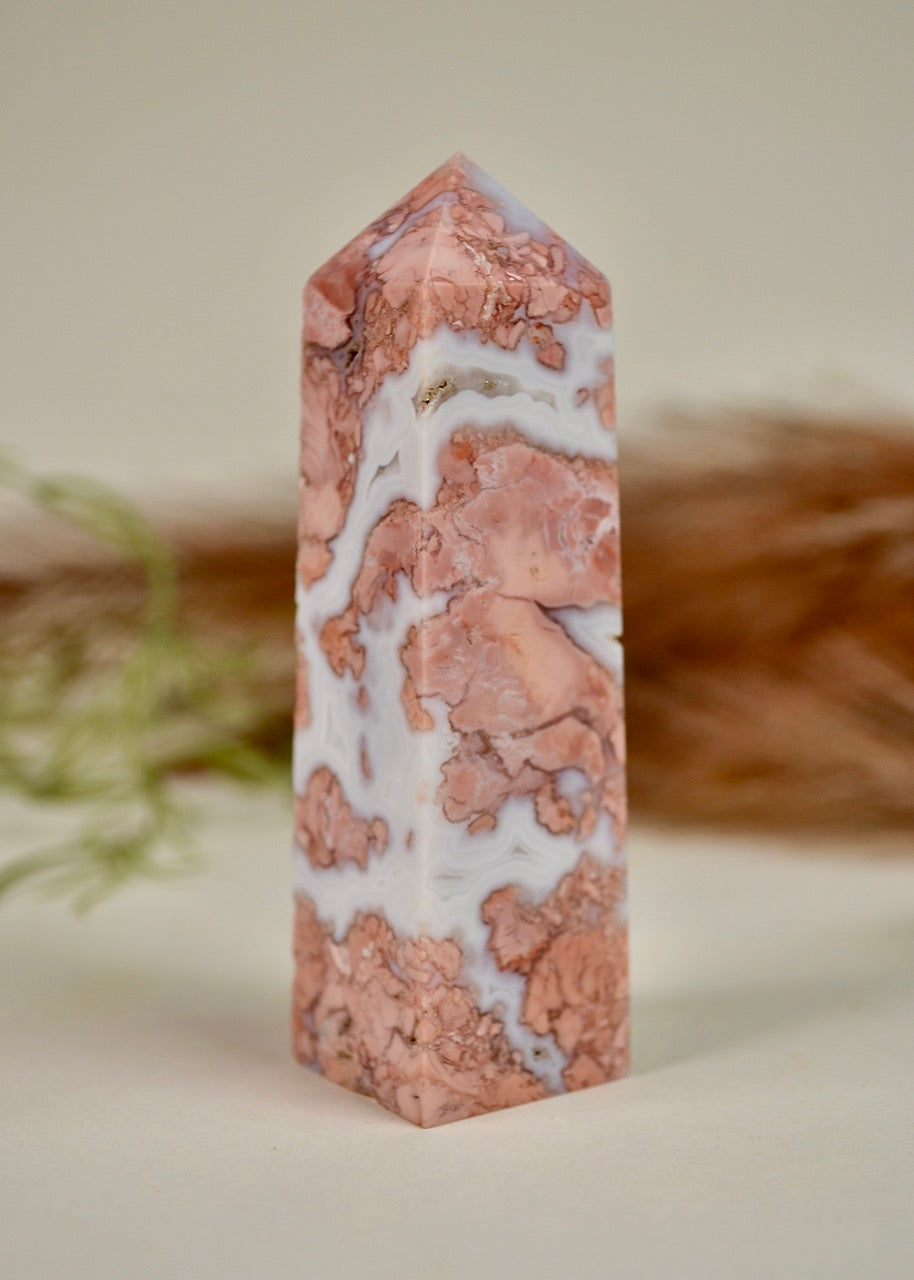 Antique Pink Agate Tower