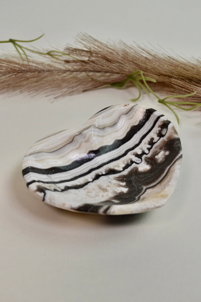 Zebra Onyx Heart Bowl 59C