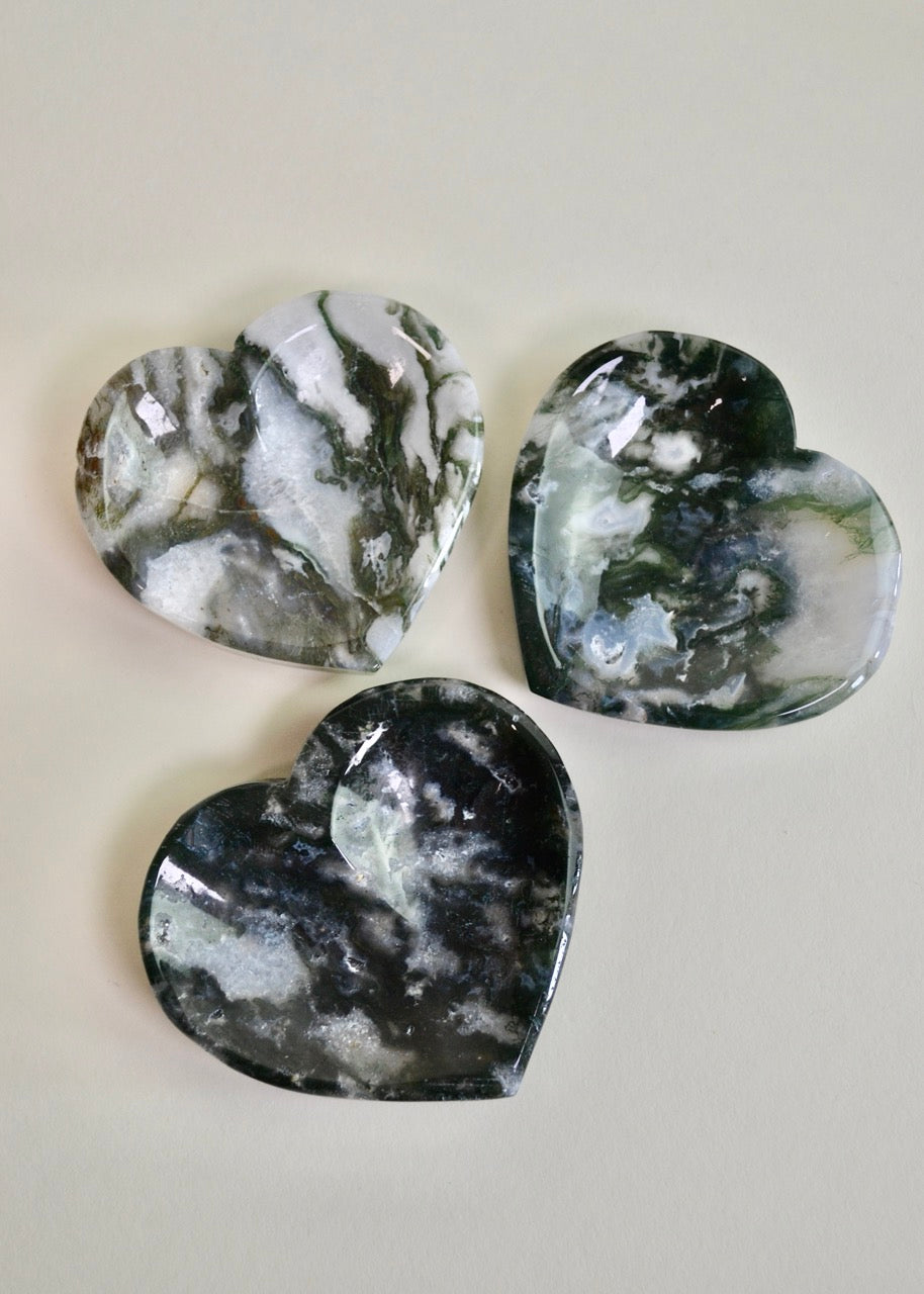 Moss Agate Heart Bowl