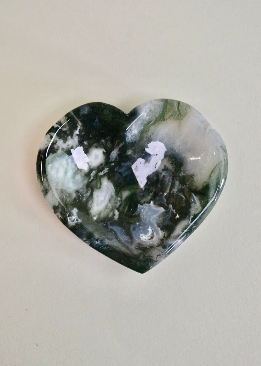 Moss Agate Heart Bowl