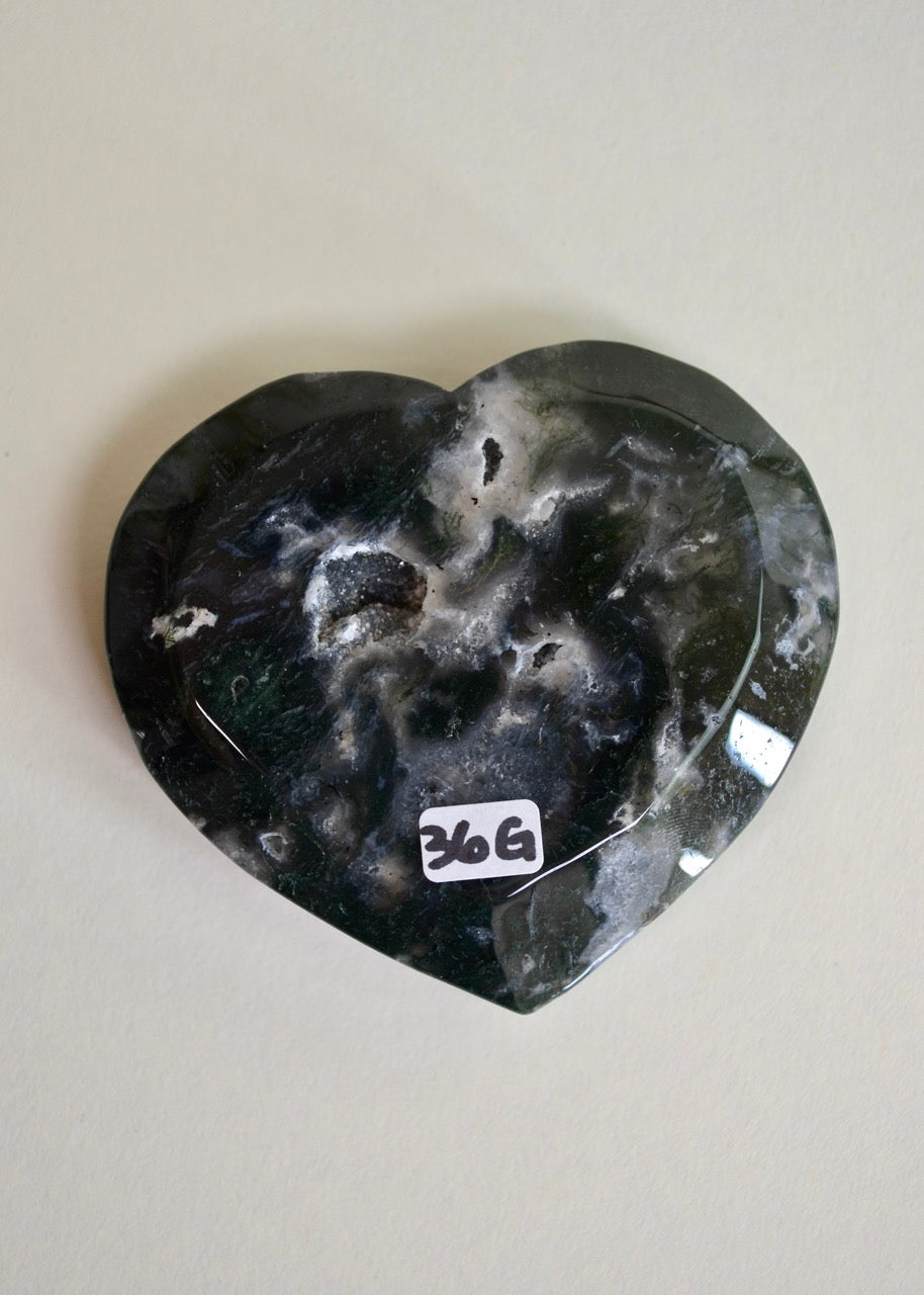 Moss Agate Heart Bowl