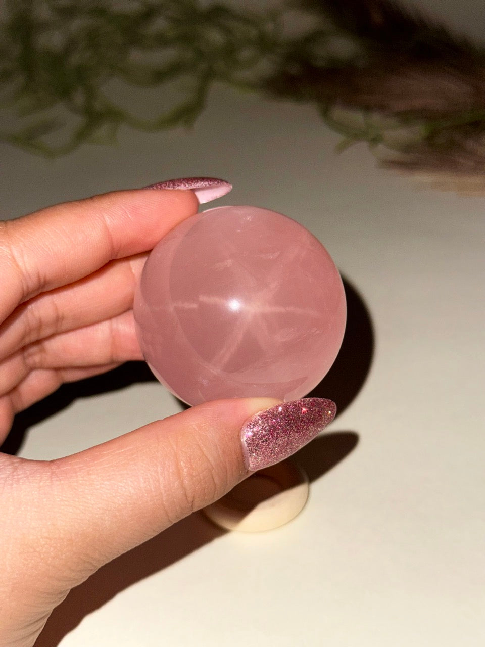 Star Rose Quartz Sphere (Rare find!)