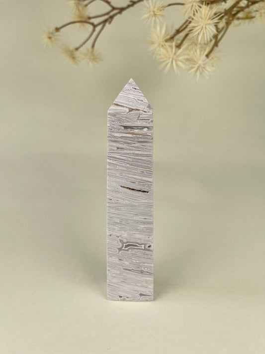 White Mexican Agate Tower A