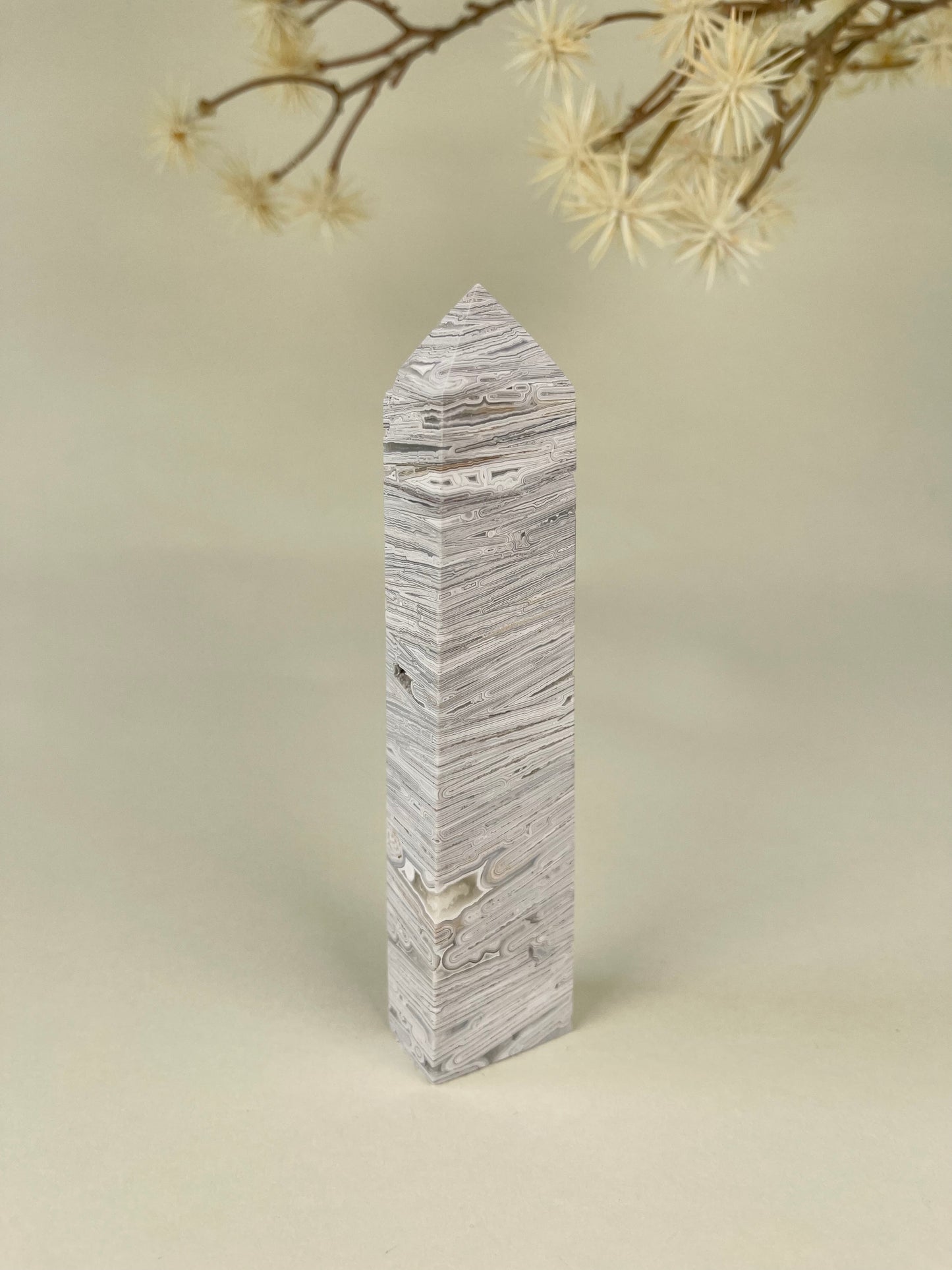 White Mexican Agate Tower A