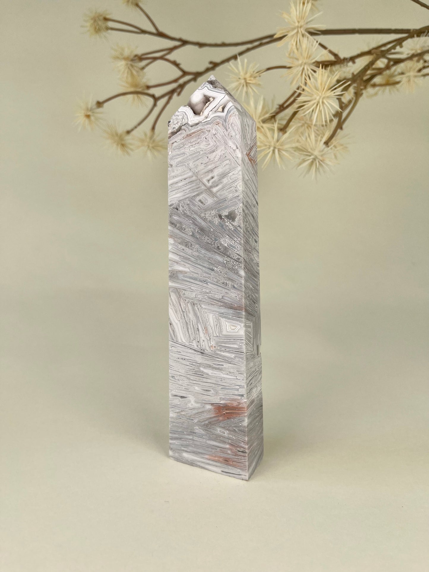 White Mexican Agate Tower D