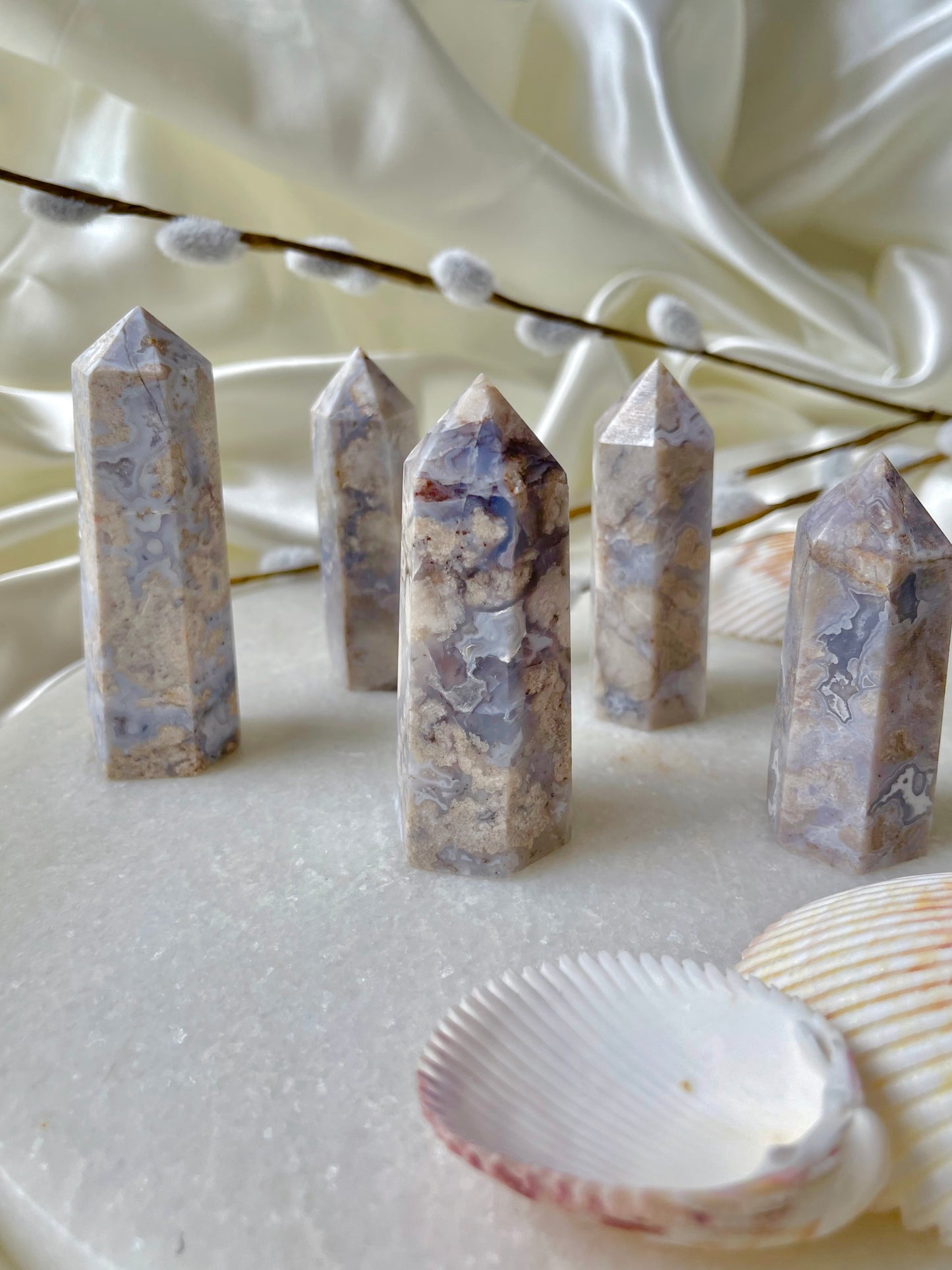 Blue Flower Agate Tower