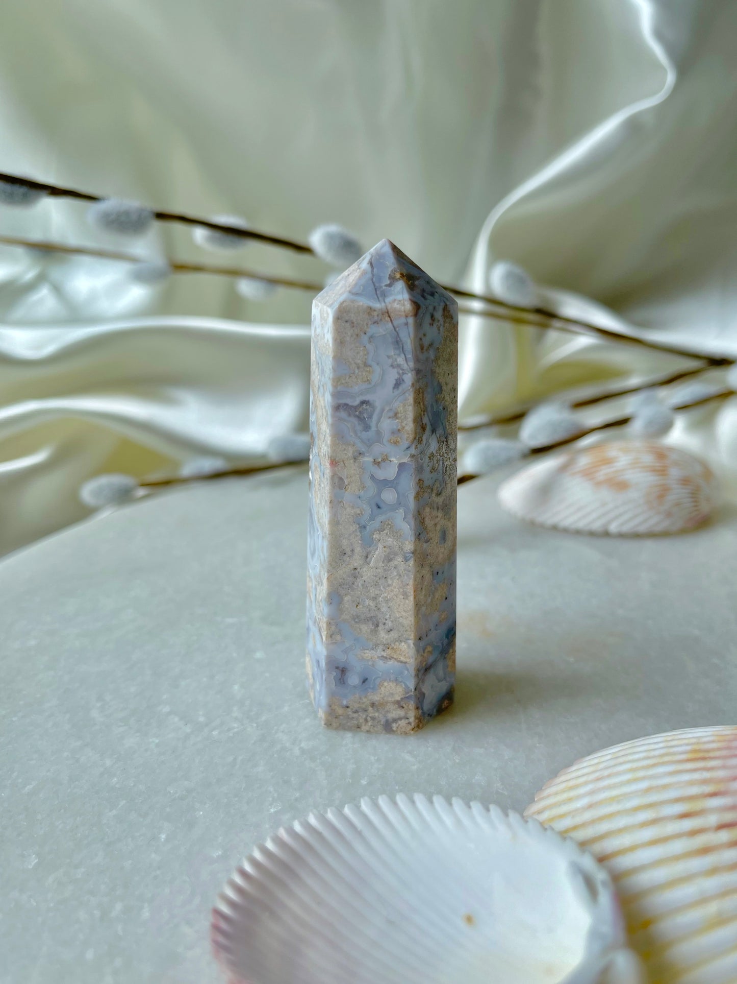 Blue Flower Agate Tower