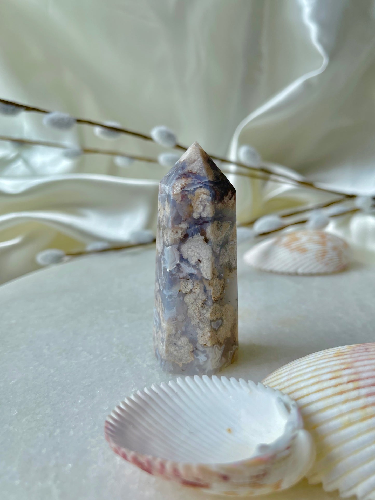 Blue Flower Agate Tower