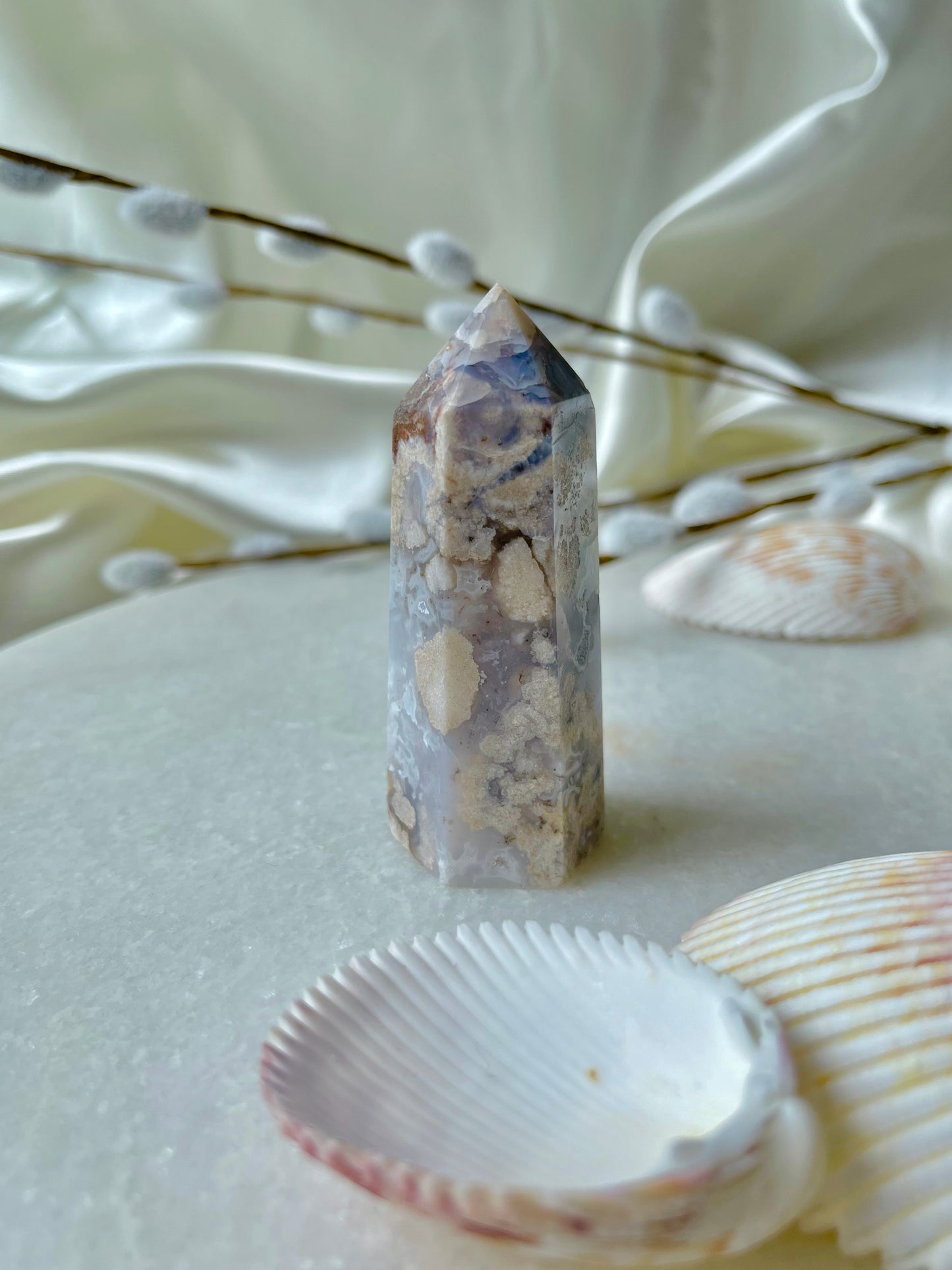 Blue Flower Agate Tower