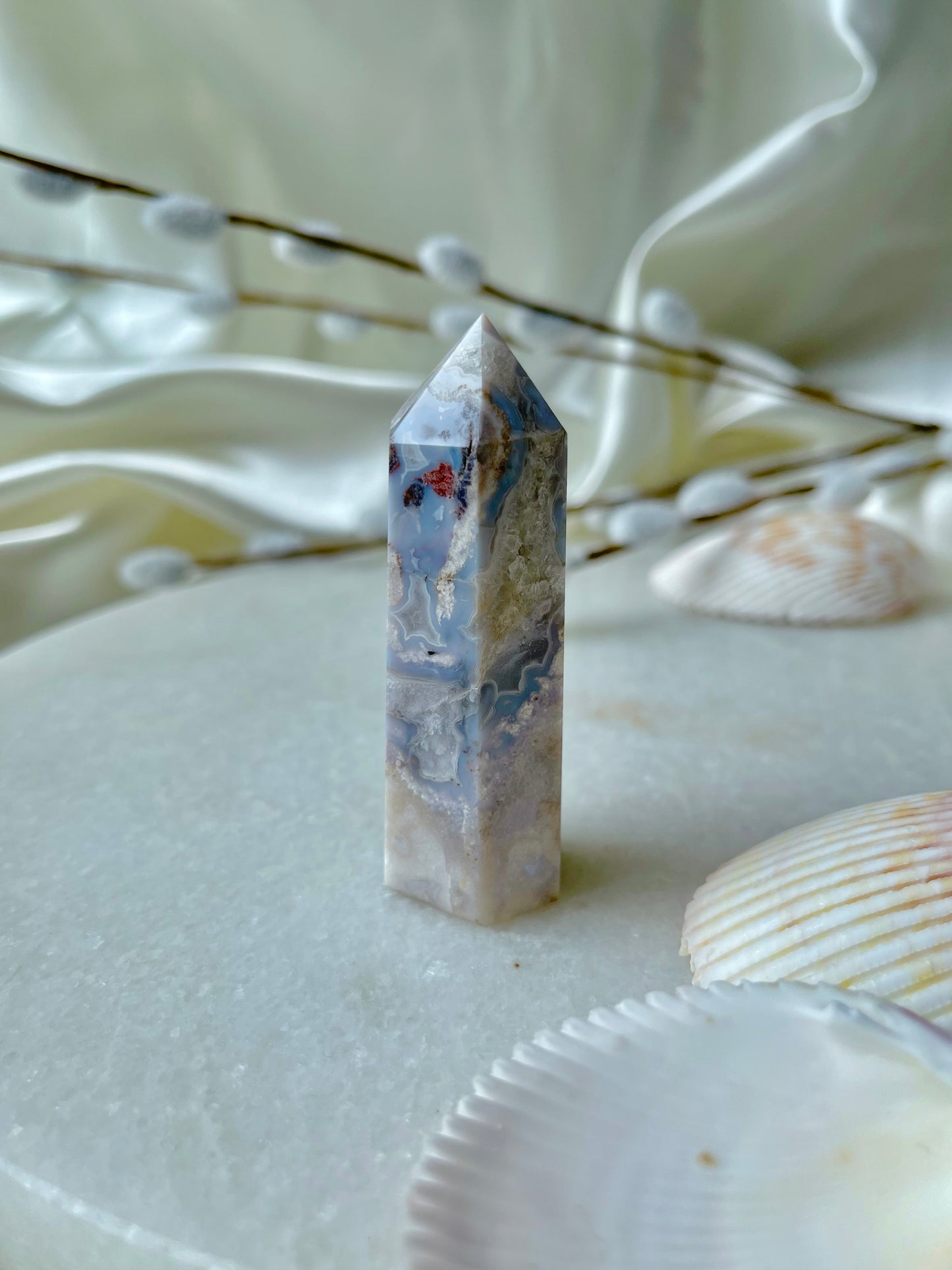 Blue Flower Agate Tower