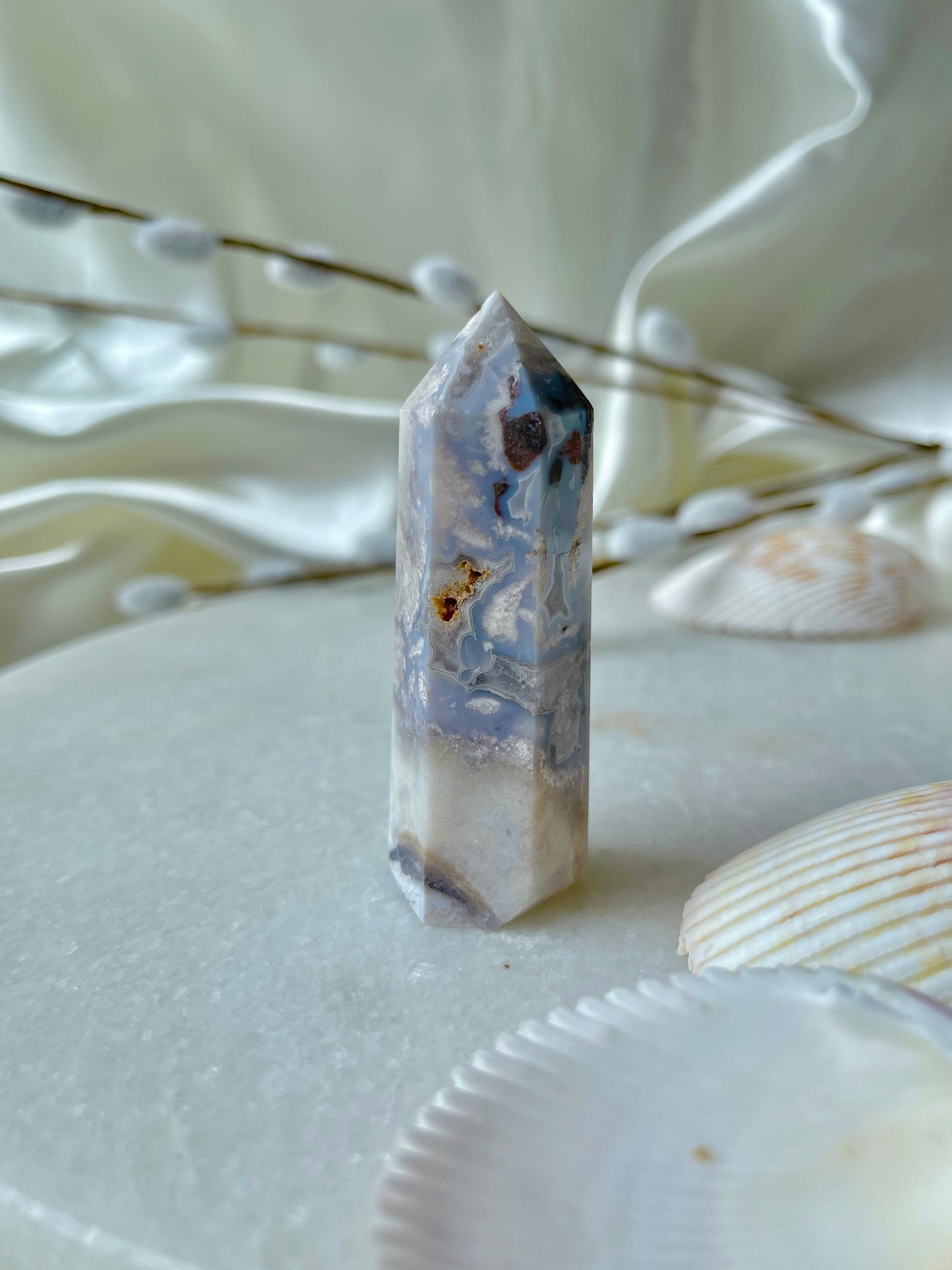 Blue Flower Agate Tower