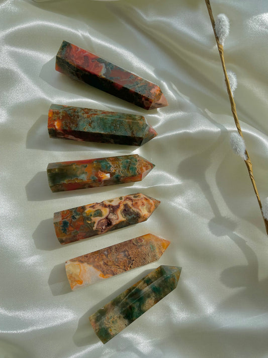 Red Moss Agate Tower